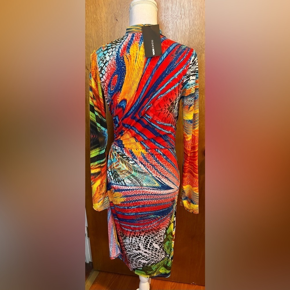Fashion Nova Printed Midi Open Dress NEW NWT Large - Picture 6 of 8